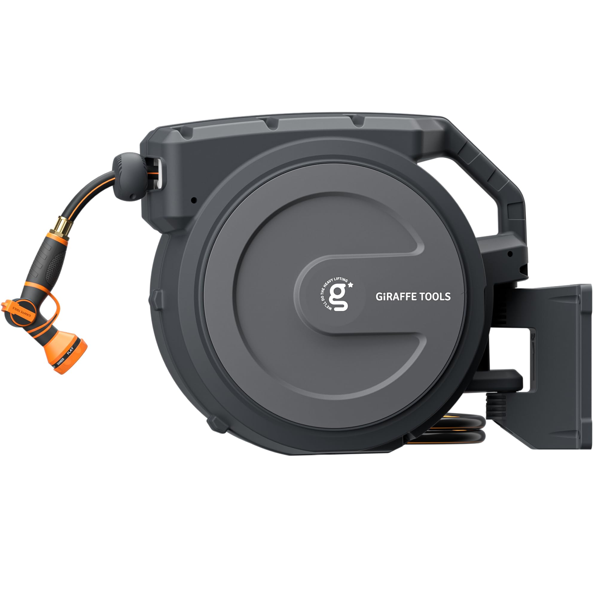Photo 1 of ***Factory seal****

Giraffe Tools Retractable Garden Hose Reel 1/2 Inch x 100 ft, Super Heavy Duty, Any Length Lock, Slow Return System, Wall Mounted and 180 Deg Swivel Metal Bracket