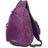 Eddie Bauer Ripstop 8L Shoulder Sling Pack with Padded Air-Mesh Adjustable Crossbody Strap for Right or Left Handed Fit - Dk Plum
