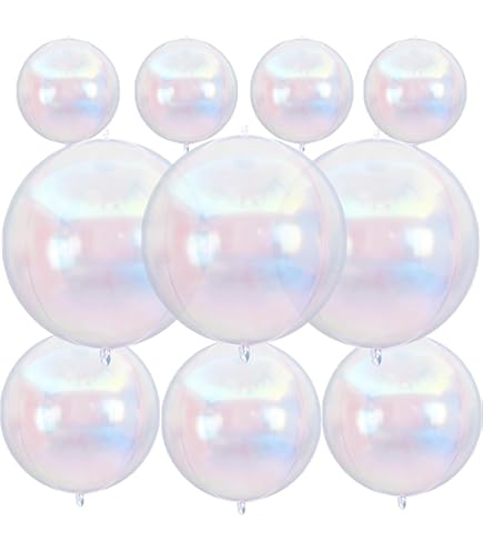 Amazon.com: 9Pcs Iridescent 4D Round Ball Balloons 10 Inch