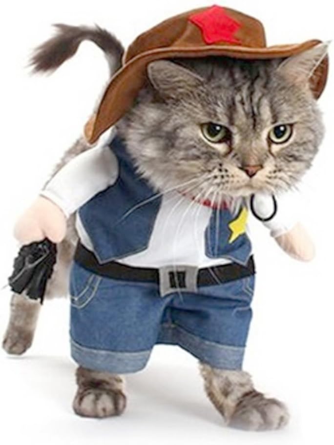 DELIFUR Cat Christmas Costumes,the Cowboy for Party Christmas Special Events Costume,West CowBoy Uniform with Hat