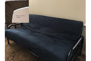 OctoRose Navy, Full Size 54x75+8" Easy Fit Fitted Futon Cover Bonded Micro-Suede Sofa Daybed Mattress Slipcover | Elastic Backing (Navy, Full Size)