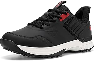 FitVille Wide Mens Golf Shoes Waterproof Spiked Golf Shoes for Men with Arch Support, Slip Resistant, 6 Non-Removable Cleats,
