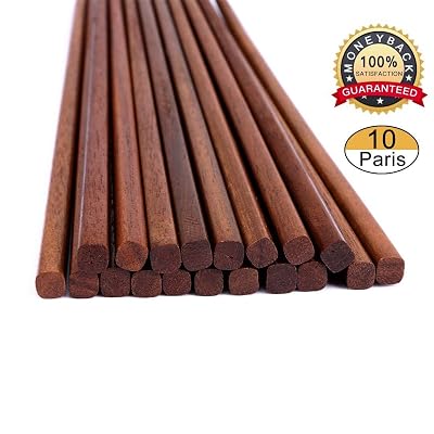 Chopsticks Reusable Chinese Wooden Chopsticks Dishwasher Safe Chopstick,Pack of 10 Natural Health for Cooking Eating,Korean &amp;amp;amp; Japaness
