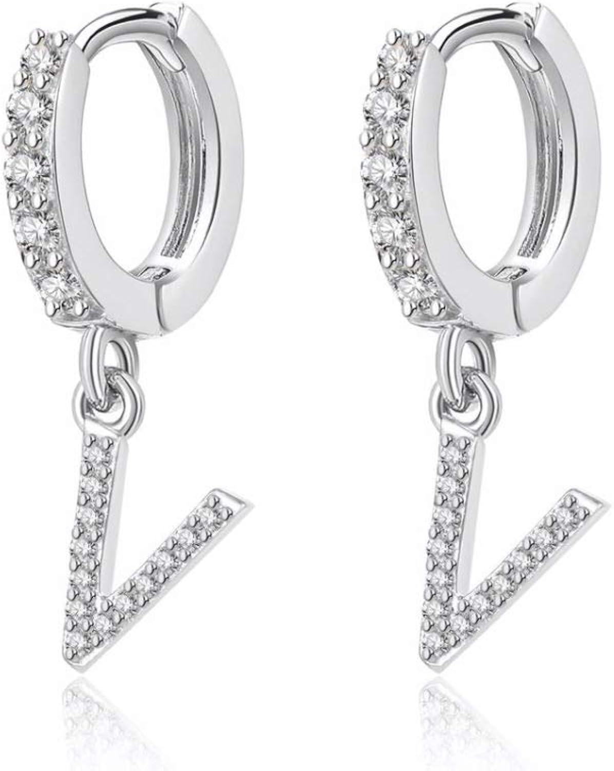 Hedoné Letter V Earrings Alphabet Initial Pendants with Cubic