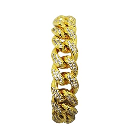 LUOEM Hip Hop Armband Kette Herren Schmuck Kristall Strass Diamanten Kubanisches Gold Überzogene Gliederkette 20 cm