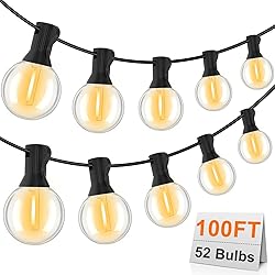 GvvooHome Outdoor String Lights 100FT, G40 Led