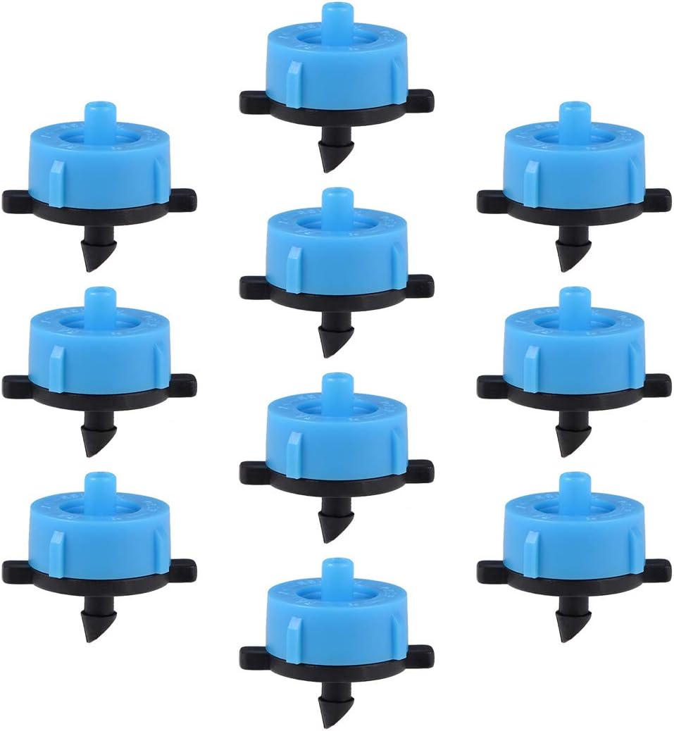 sourcing map Pressure Compensating Dripper 4GPH 16L/H Emitter for Garden Lawn Drip Irrigation with Barbed Hose Connector Plastic Black Blue 30pcs