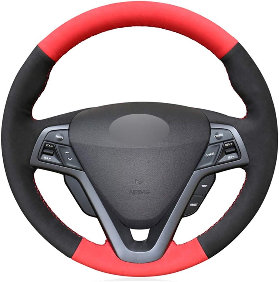 DBBXYQ Car steering wheel cover,For Hyundai Veloster,DIY Hand-Stitched Leather Steering Wheel Cover