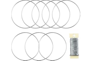 MJRASG 8 Pack Floral Hoop 8 Inches Metal Rings for Crafts Macrame Rings Hoop Dream Catcher Rings DIY Wedding Wreath Candle Rings Wreaths Craft Hoops Floral Ring for DIY Centerpiece Table Decorations, Silver