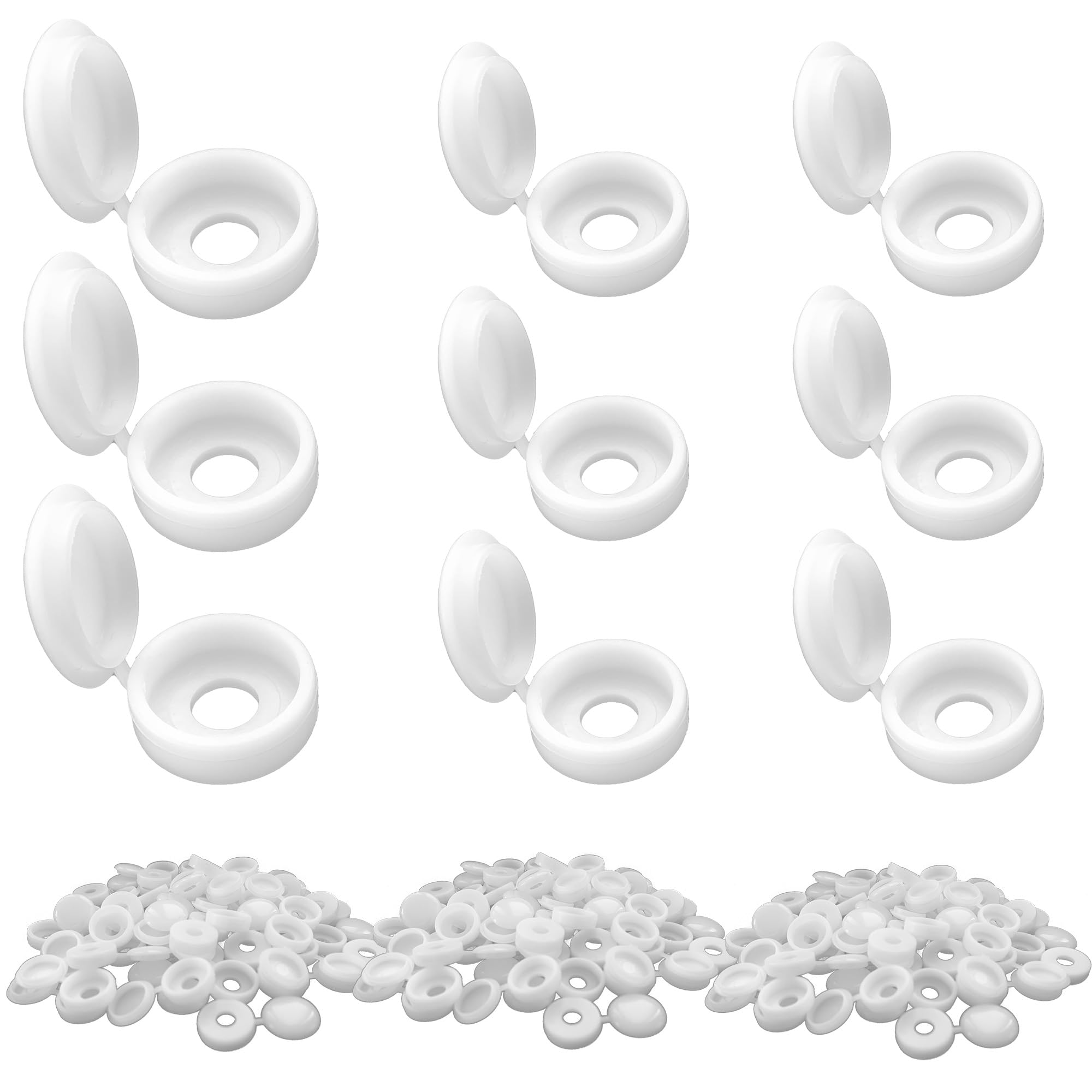 Photo 1 of Duricient 150 Pcs 3 Sizes Screw Cover Caps, Smooth Plastic Caps for Covering Screw Nail Hole, 3 Sizes (Hole Diameter 4mm, 5mm, 6mm)(White)