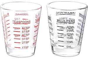 Glass Measuring Cups for Small Amounts of Liquids Such as Milk, Coffee, Cocktails, Whisky, Tequila, Spirits and Grapes, Pack 