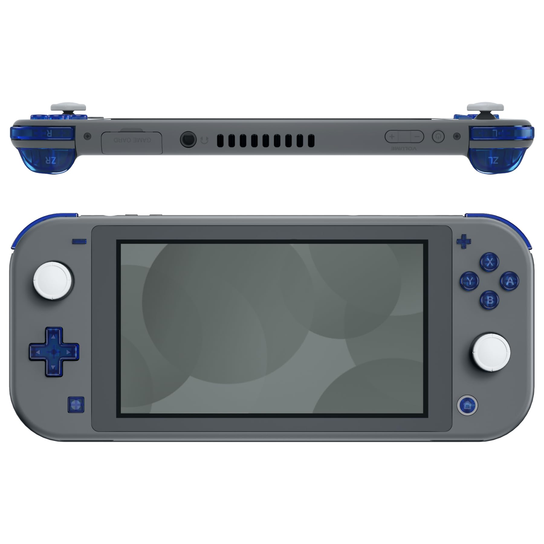 eXtremeRate Clear Blue Replacement ABXY Home Capture Plus Minus Keys Dpad L R ZL ZR Trigger for Nintendo Switch Lite, Full Set Buttons Repair Kits with Tools for Nintendo Switch Lite