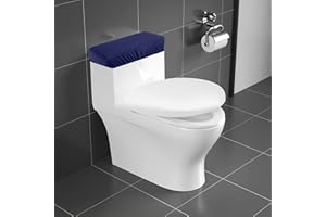 AZHCHKE Toilet Tank Lid Cover, Bathroom Stretch Washable Spandex Toilet Tank Protector Cover with Elastic Bottom, Navy