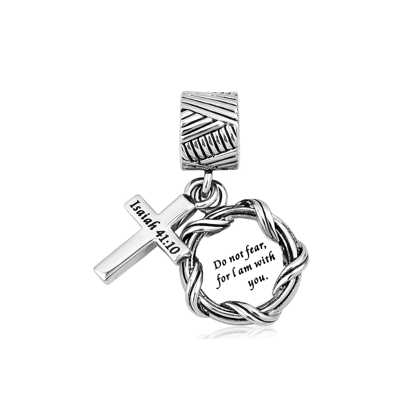 KunBead Jewelry Dangle Pendant Do not fear for I am with you Bead Charms Compatible with Pandora Bracelets
