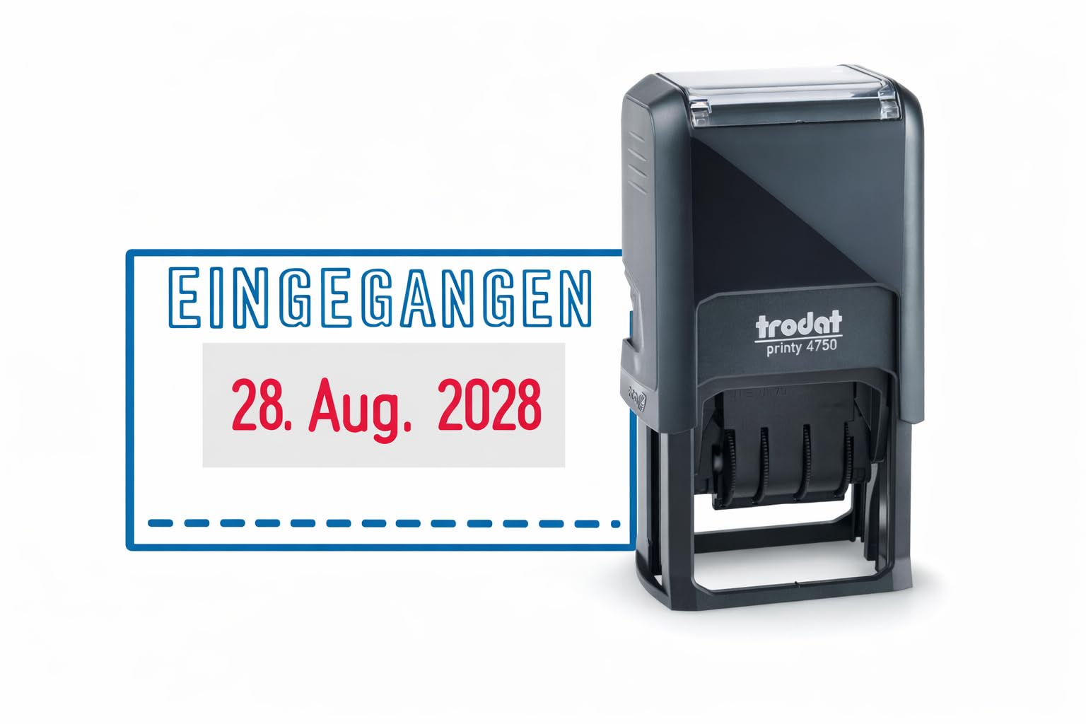 Trodat Printy 4750 / L1 Date Stamp with Text Received-Black (German version)