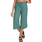 baleaf Women's Capri Pants Wide Leg Plus Size UPF50+ Lightweight Quick Dry Pants Casual Loose Sweatpants Hiking Walking