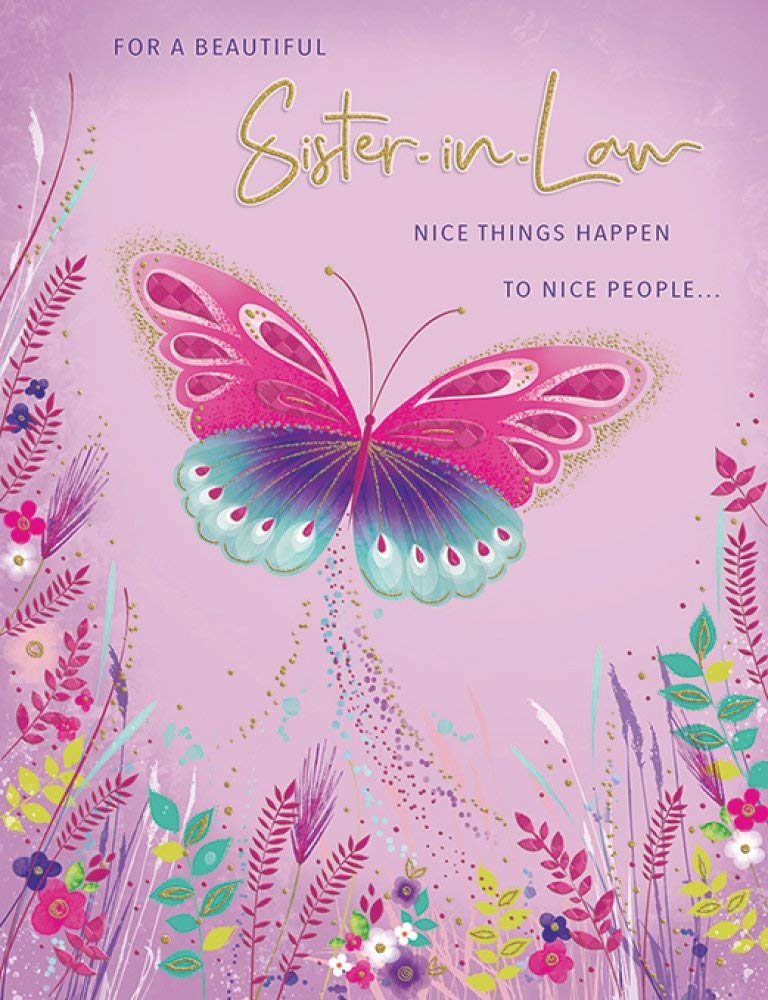 Piccadilly Greetings Group Ltd Modern Birthday Card Sister in Law - 8 x 6 inches, A11715, Lavender