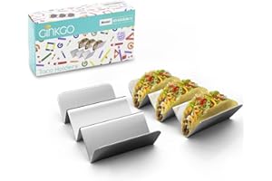 GINKGO Taco Holders, Stainless Steel Taco Holder Stands Set of 2, Each Taco Stand Rack Holds Up 2 to 3 Soft & Hard Shell Taco