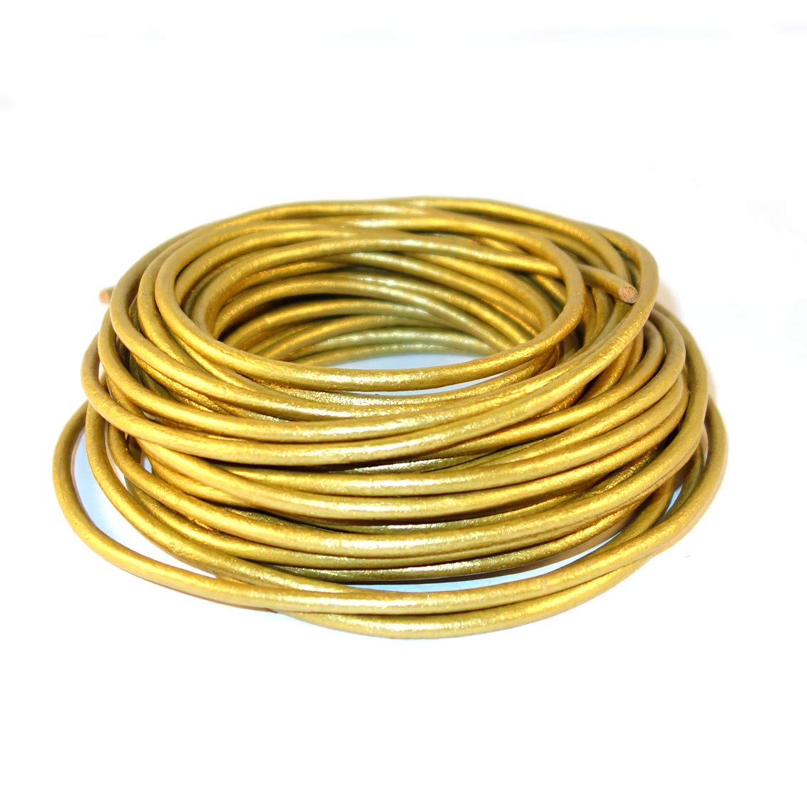 Photo 1 of Round Leather Cord 3mm for Jewelry Making, Metallic Color, Leather Cords Round, Bracelets, Beading Work & Hobby and DIY Projects (Metallic Golden, 10.93 Yards) Leather String Cord