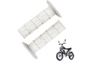 EISZHJK 1 Pair Bike Handlebar Grips Compatible with Ridstar q20, 7/8" 22mm 24mm Motorcycle Hand Grips, Soft Rubber Motorcycle Grip, with Non-Slip Half Waffle, White Grip for Dirt Bike, Bicycle Accessories