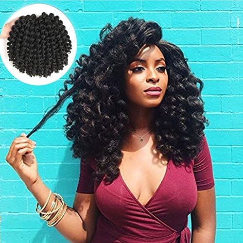 2X Ringlet Wand Curl JAMAICAN BOUNCE 8 inch Synthetic Hair Crochet Braids African Collection 8Inch Black Hair(1b)