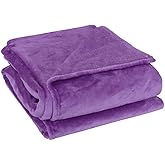 uxcell Flannel Fleece Blanket Full Size - Soft Lightweight Plush Microfiber Bed Blanket for Sofa or Couch, Machine Washable Blankets Fleeces, Dark Purple 70x78 Inch