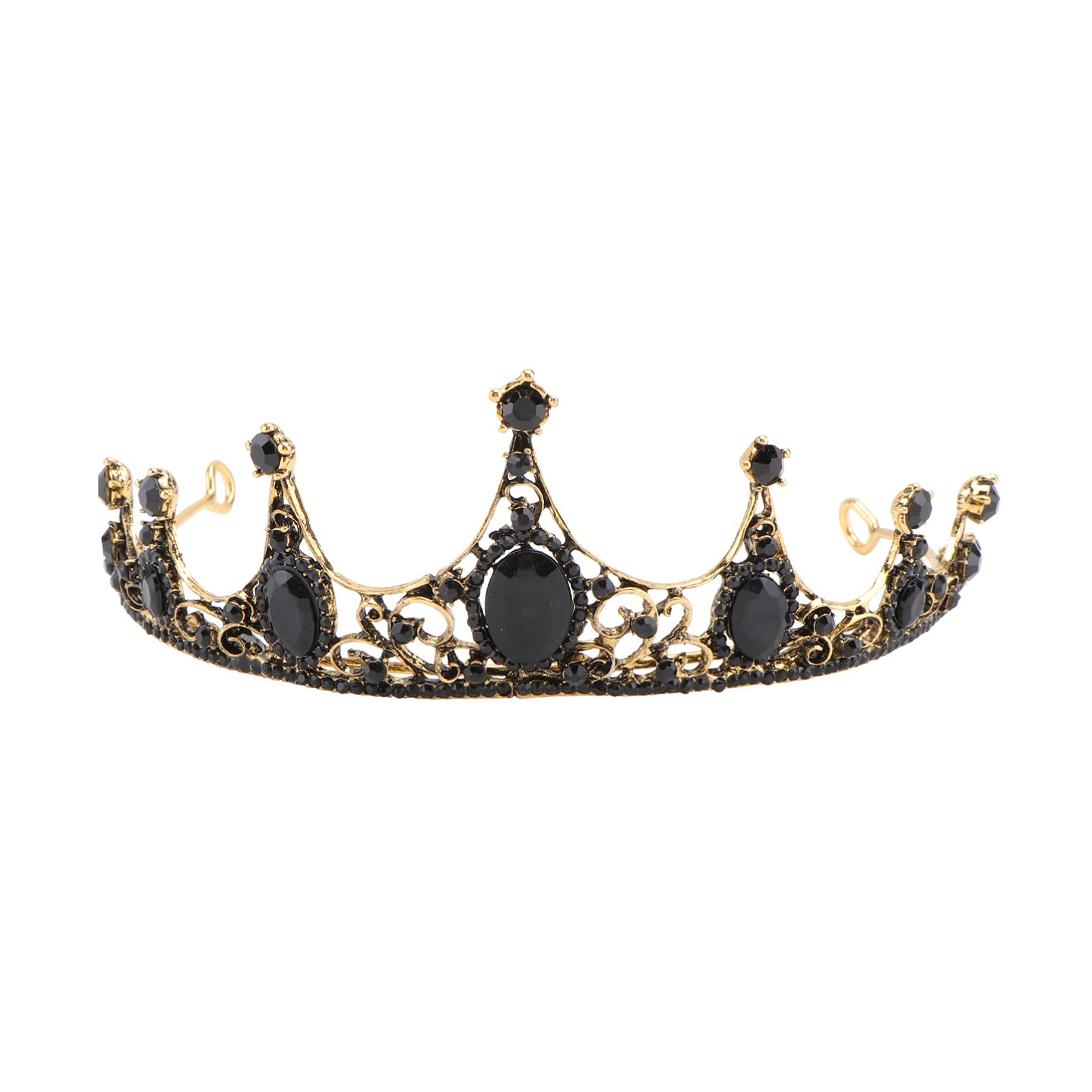 Minkissy Black Baroque Crown Vintage Bridal Tiara Gothic Princess Queen Tiara Headband for Wedding Halloween Prom