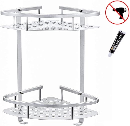 Yikanwen Eckregal Ohne Bohren Badezimmer Regal Aus Langlebigem Aluminium Mit 2 Boden Duschregal Kuchen Aufbewahrung Badregal Duschablage Amazon De Kuche Haushalt