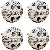 Eledabra Set of 4 Black &amp; White Vintage Ceramic Knobs | Stylish Modern Drawer Knobs | Trendy Cabinet Door Knobs | Simple Hardware for Kitchen, Bathroom Cabinets &amp; Dressers (Spade)
