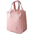 IMCUZUR Travel Makeup Bag Cosmetic Organizer for Women, Portable Skincare Bag for Traveling, Waterproof PU Leather Make up Tote Bag (Pink)