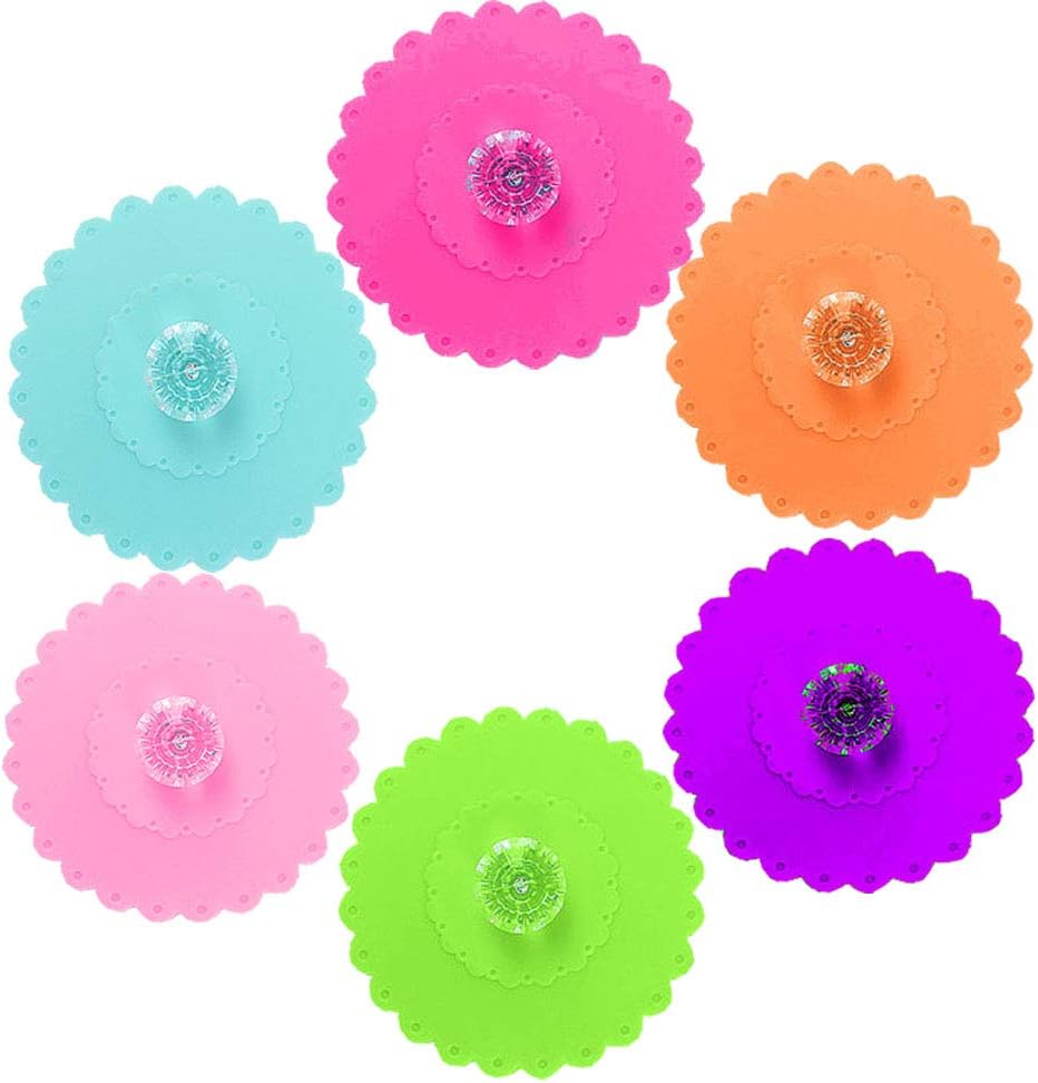 HappyDaily 6 Pack Lovely Diamond Silicone Cup Lid, Anti-dust Coffee Mug Cover Drink Cup Cover for Hot and Cold Drink (Diamond - Pink/Blue/Green/Purple/Orange/Hotpink)