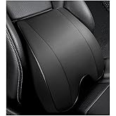 ZLOHPAE Memory Foam PU Leather Lumbar Pillow - Car Middle/Lower Back Support Pillow - Suitable for Car Seats, Office Chairs, Recliners, etc. (Black)