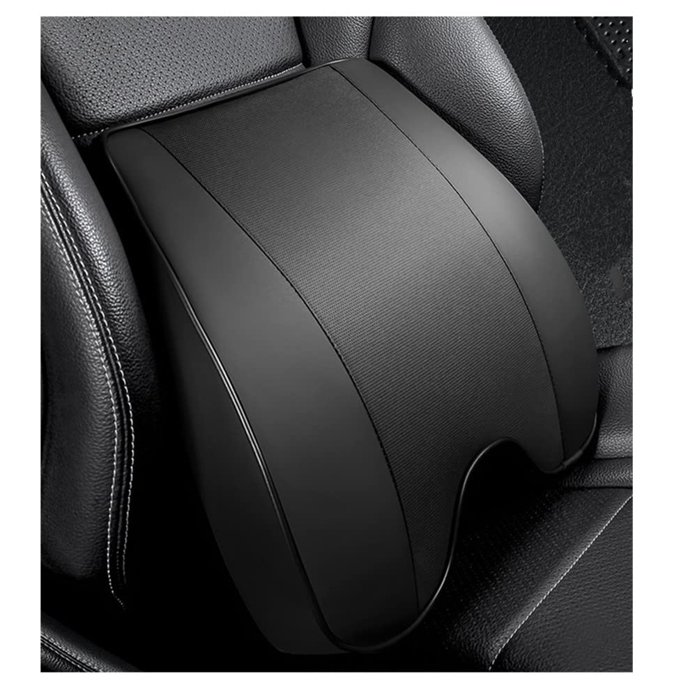 Photo 1 of ZLOHPAE Memory Foam PU Leather Lumbar Pillow - Car Middle/Lower Back Support Pillow - Suitable for Car Seats, Office Chairs, Recliners, etc. (Black)