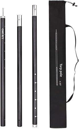 Amazon タープ テント用ポール キャンプ用 アルミポール 無断階調整式 72cm 305cm微調整可能 スライド式 伸縮式 組立不要 調整簡単 アウトドア用品 収納付き ブラック Omuky ポール