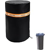 Round Well Pump Cover,Insulated Frost Protection Down to 5°F, Decorative Well Head Cover with Reflective Strips,Hide Your Water Well Pump Head and Improve Curb Appeal,8"Dia x 12"H (Black)