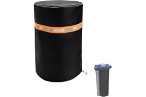 EXOKUGO Round Well Pump Cover,Insulated Frost Protection Down to 5°F, Decorative Well Head Cover with Reflective Strips,Hide Your Water Well Pump Head and Improve Curb Appeal,8"Dia x 12"H (Black)