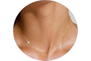 Sewyer Dainty Initial Necklaces for Women 14K Gold Plated Sideways Initial Necklace Personalized Letter Necklace Everyday Jewelry Gift
