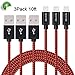 Xcords(TM) 3Pack 10Ft Nylon Braided 8 Pin Lightning to USB Syncing and Charging Cable Data Cord for iPhone 7/ 7 Plus/ 6/ 6 Plus/ 6s/ 6s Plus /5/5s/5c/SE/iPad Pro/Mini/ Air/iPod and more(Black&Red)