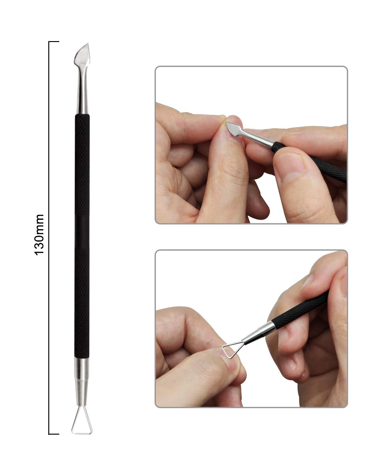 Cuticle Pusher Nail Polish Remover Stainless Steel Manicure Tool Set Gel Nail Polish Peeler Scraper Nail Cleaner Pedicure Kit for Fingernail and Toenail, opove P1, Matter Black: Beauty