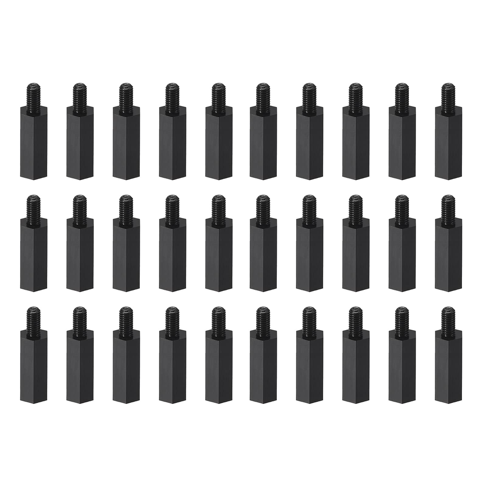 YOKIVE 30 Pcs M3 Standoff Screws, Nylon Hex PCB Standoffs with High Insulation Effect, Keep Height Consistent, Great for Motherboard (Black, 16mm+6mm)