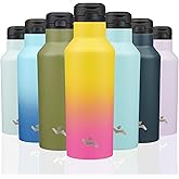 Insulated Water Bottle with Straw,17 OZ Double Wall Vacuum Stainless Steel Water Flask with 2 Lids,Rainbow