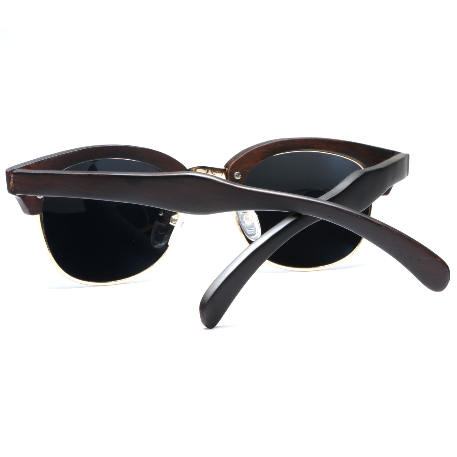 Ablibi Real Ebony Wood Polarized Sunglasses for Mens Semi Rimless Classic Shades(Ebony Wood, Grey)