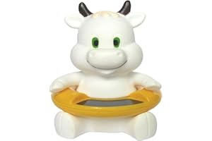Baby Bath Thermometer, White Cow Baby Bath Thermometers, Floating Animal Toy Fun Thermometer for Bathtub