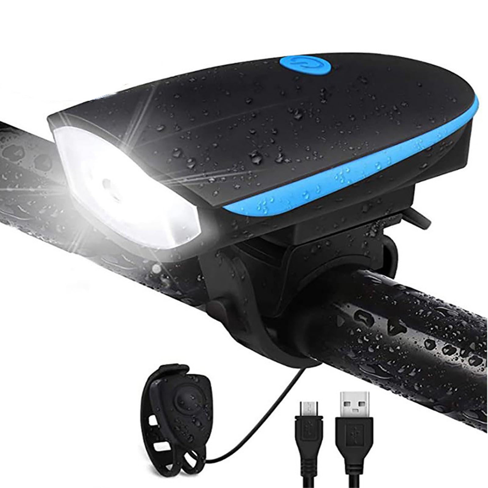 Photo 1 of Rechargeable Bike Light With Horn Set, Bicycle Front Light With Bell for Electric Scooter Kids, 2 Modes Sound Siren, 3 Lighting Modes