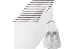JSIWOTH 12Pcs Shoe Bags For Travel, 11.8in X 15.7in Large Clear Shoes Storage Organizer with Drawstring, Waterproof Travel Storage Bags for Packing Dust Bags for Men and Women