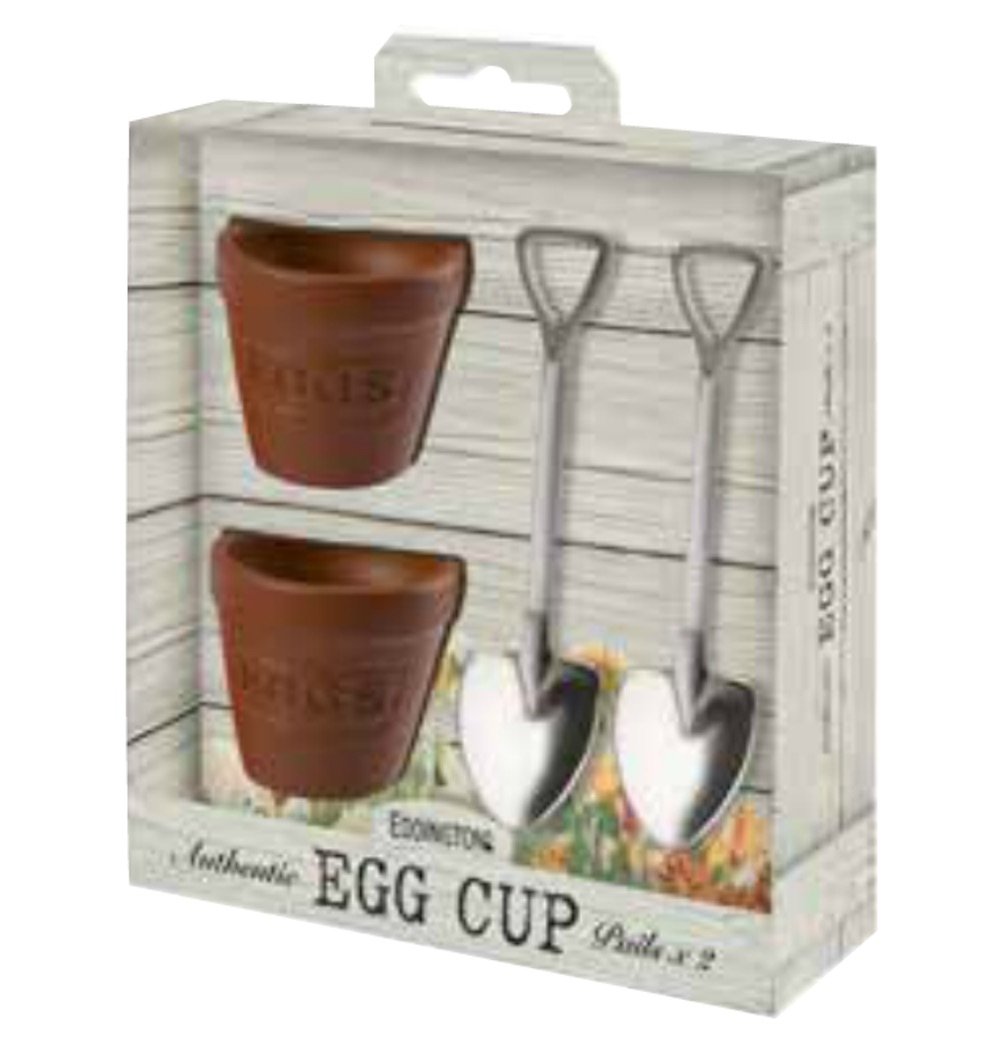 Eddingtons Flower Pot Egg Cups and Spoons Set of 2