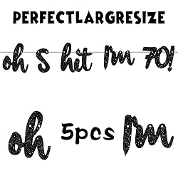 Oh I’m 70! Banner Backdrop Glitter Black Hallo