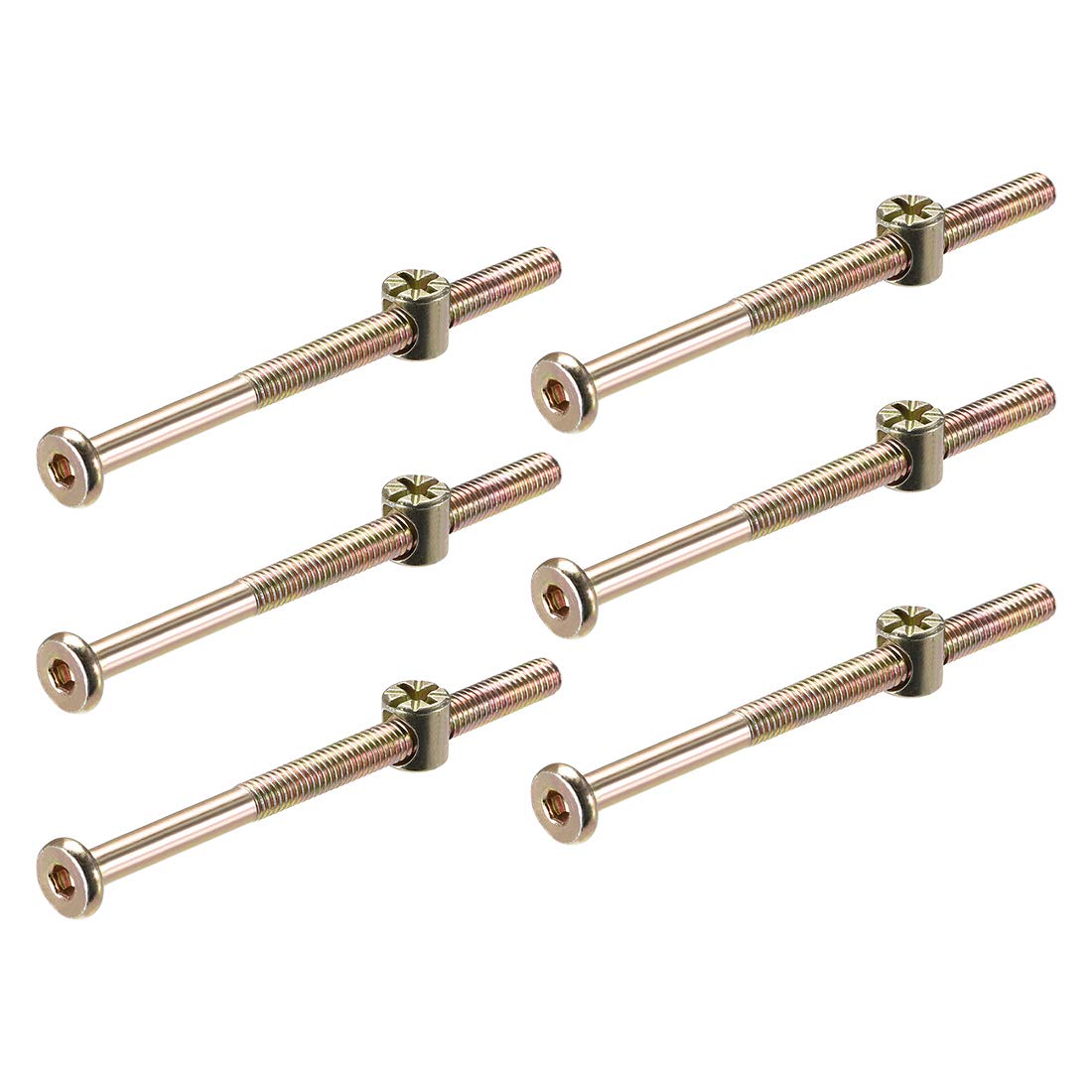 sourcing map M6 x 80mm Furniture Bolts Nut Set Hex Socket Screw with Barrel Nuts Phillips-Slotted Zinc Plated 6 Sets