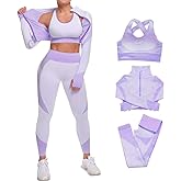 Veriliss 3pcs Seamless Outfit Workout Sets Gym for Women, Fitness Sports School Running Clothes Yoga Sportswear