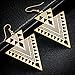 Happy Source Special Jewelry Double Triangle Hollow Dangle Earrings Gold Tone